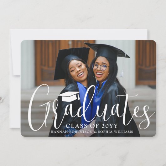 Joint Afstuderen Modern Script Afgestudeerden Foto Kaart (Voorkant)