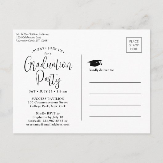 Joint Afstuderen Modern Script Afgestudeerden Foto Uitnodiging Briefkaart (Achterkant)