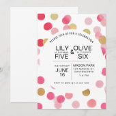 Joint Birthday, Confetti Birth jarig, Kaart (Voorkant / Achterkant)