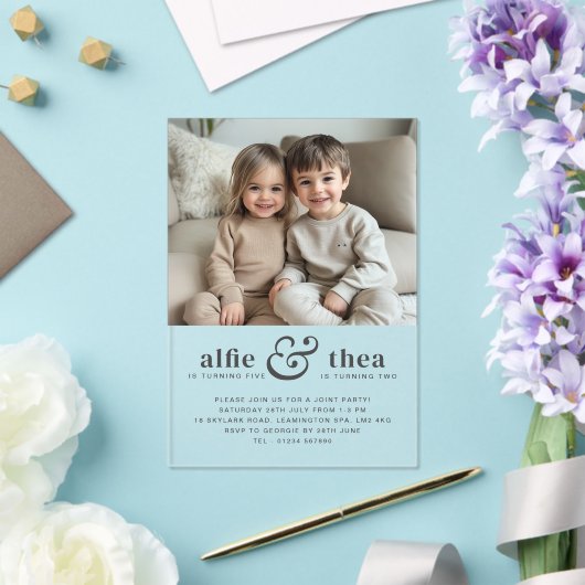 Joint Birthday Invitation Portret Acryl Uitnodigingen (Insitu (Huwelijk))