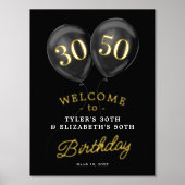 Joint Birthday Party Welcome Sign Folie Print (Voorkant)