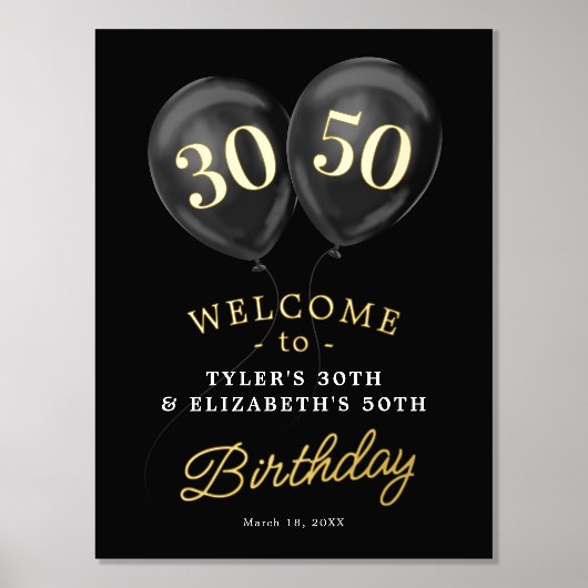 Joint Birthday Party Welcome Sign Folie Print (Voorkant)