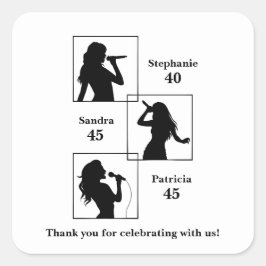 Joint Birthday Triple the Fun Minimalist Black Vierkante Sticker