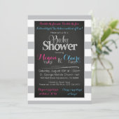 Joint Coed Baby shower Chalkboard Invitation Kaart (Staand voorkant)