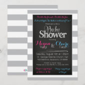 Joint Coed Baby shower Chalkboard Invitation Kaart (Voorkant / Achterkant)