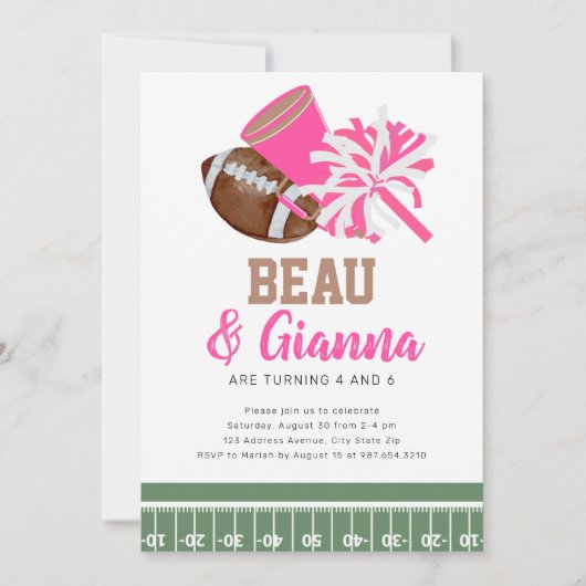 Joint Combined Birthday Party Invitation Boy Girl Kaart (Voorkant)