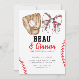 Joint Combined Birthday Party Invitation Boy Girl Kaart