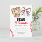 Joint Combined Birthday Party Invitation Boy Girl Kaart (Staand voorkant)