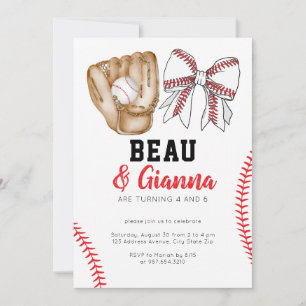 Joint Combined Birthday Party Invitation Boy Girl Kaart