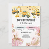 Joint Construction & Ballerina Sibling Birthday Kaart (Voorkant)