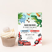 Joint Dinosaur & Race Cars Sibling Birthday Kaart
