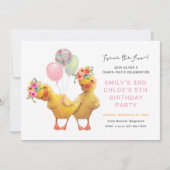 Joint Ducklings Birthday Invite, Siblings Friends  Kaart (Voorkant)