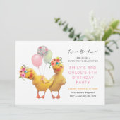 Joint Ducklings Birthday Invite, Siblings Friends  Kaart (Staand voorkant)