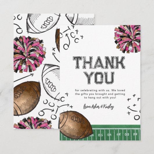 Joint Football Cheer Verjaardag Dank u kaarten (Voorkant / Achterkant)