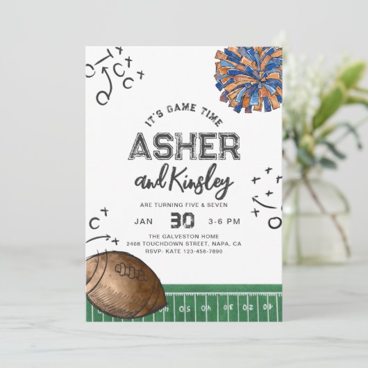 Joint Football Cheer Verjaardagsuitnodigingen | Ge Kaart (Staand voorkant)