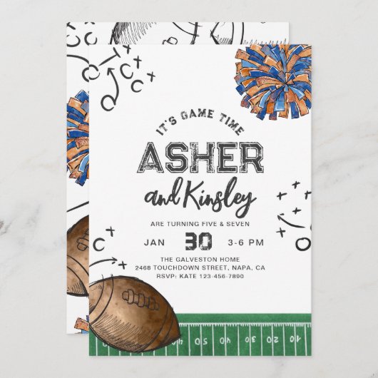 Joint Football Cheer Verjaardagsuitnodigingen | Ge Kaart (Voorkant / Achterkant)