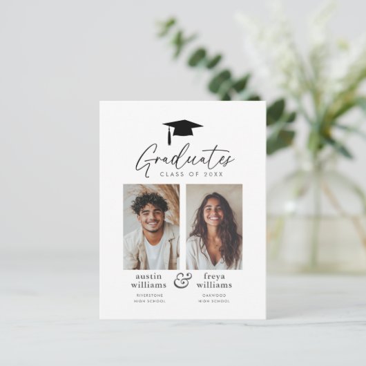 Joint Graduation Party 2 Fotoaankondiging Briefkaart (Staand voorkant)