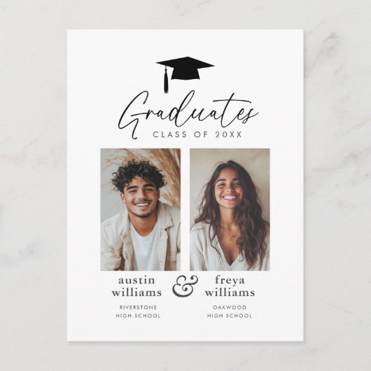 Joint Graduation Party 2 Fotoaankondiging Briefkaart (Voorkant)