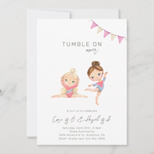 Joint Gymnastics Birthday Invitation Kaart (Voorkant)