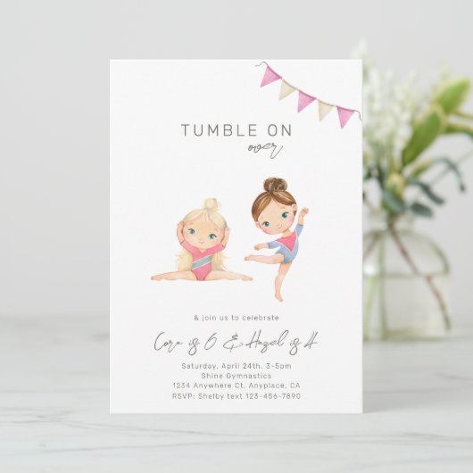 Joint Gymnastics Birthday Invitation Kaart (Staand voorkant)