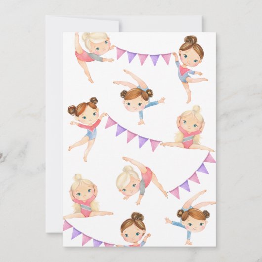 Joint Gymnastics Birthday Invitation Kaart (Achterkant)