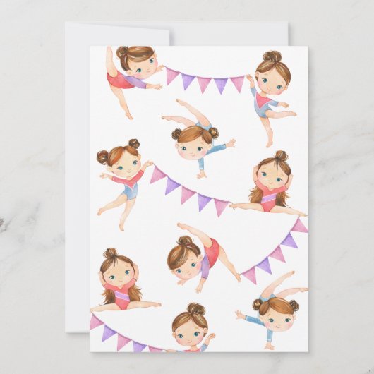 Joint Gymnastics Birthday Invitation Kaart (Achterkant)