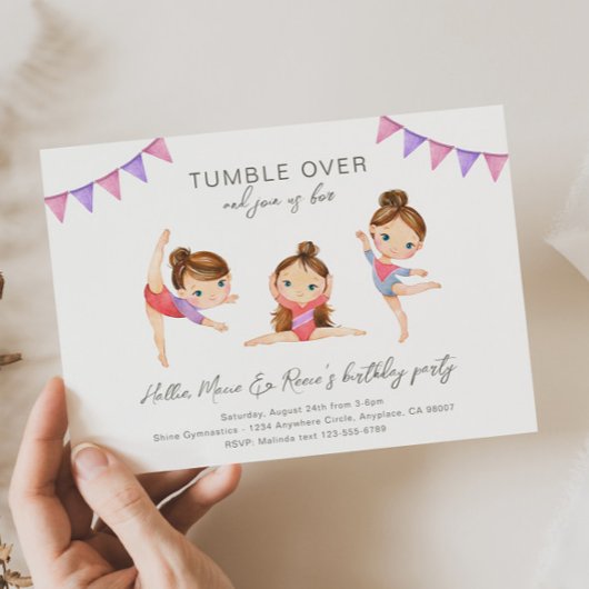Joint Gymnastics Birthday Invitation Kaart
