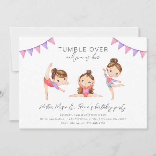 Joint Gymnastics Birthday Invitation Kaart (Voorkant)