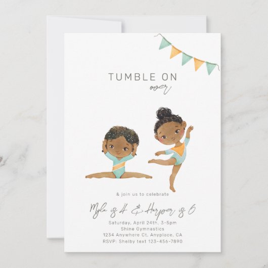 Joint Gymnastics Birthday Invitation | Zussen Kaart (Voorkant)