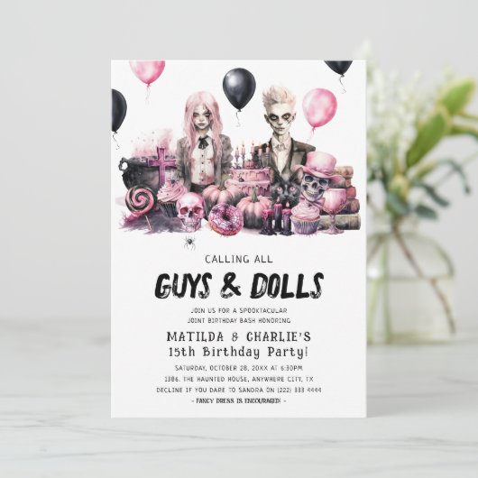 Joint Halloween Spooktacular Birthday Bash Kaart (Staand voorkant)