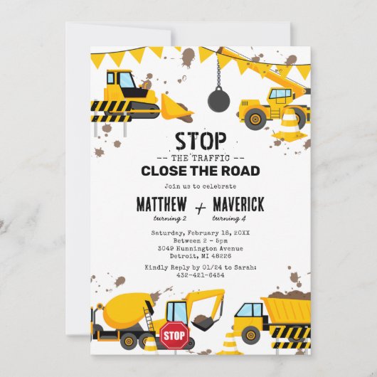 Joint Kinder constructie thema Verjaardagsfeest Kaart (Voorkant)