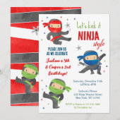 Joint Ninja Warrior Verjaardagsfeestuitnodigingen Kaart (Voorkant / Achterkant)