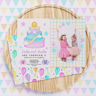 Joint Sisters Rainbow Birthday Party Foto Kaart