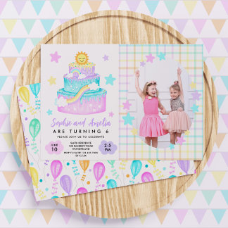 Joint Sisters Rainbow Birthday Party Foto Kaart