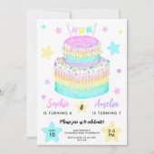 Joint Sisters Rainbow Birthday Party Foto Kaart (Voorkant)