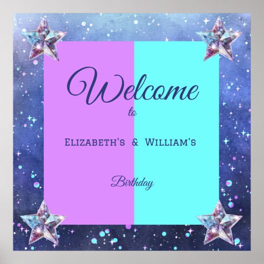 Joint twin ruimte verjaardagsfeestje Jongen Meisje Poster (Voorkant)