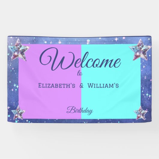 Joint twin ruimte verjaardagsfeestje Jongen Meisje Spandoek (Horizontaal)