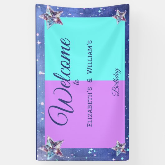 Joint twin ruimte verjaardagsfeestje Jongen Meisje Spandoek (Verticaal)