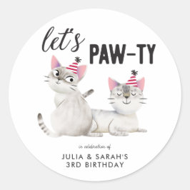 Joint Twins Verjaardag Katten Party Favor Ronde Sticker