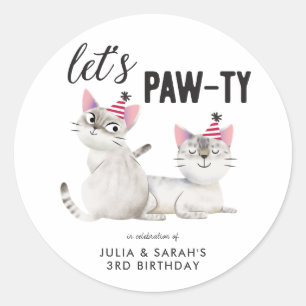 Joint Twins Verjaardag Katten Party Favor Ronde Sticker