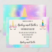 Joint Unicorn Birthday - Hartelijk dank Bedankkaart (Voorkant / Achterkant)