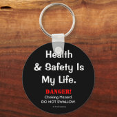 Joke Health and Safety Quote Funny Spoof Warning Sleutelhanger (Voorkant)