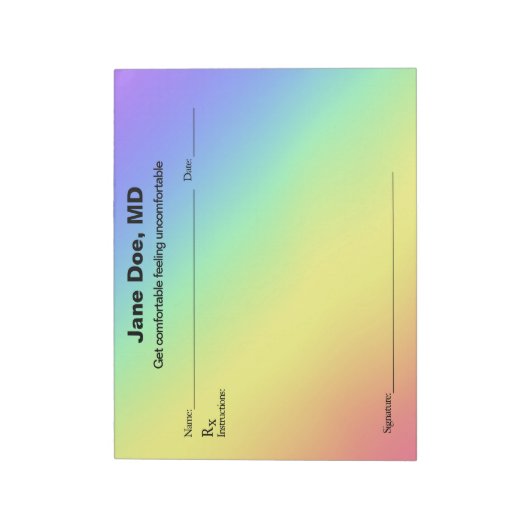 Joke prescription rainbow - 11" x 8.5" Notepad Notitieblok (Linkerzijde)