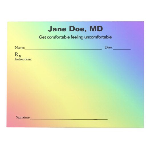 Joke prescription rainbow - 11" x 8.5" Notepad Notitieblok (Voorkant)