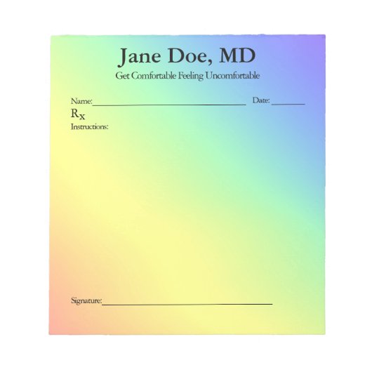 Joke prescription rainbow pad  - 5.5" x 6" Notepad Notitieblok (Voorkant)