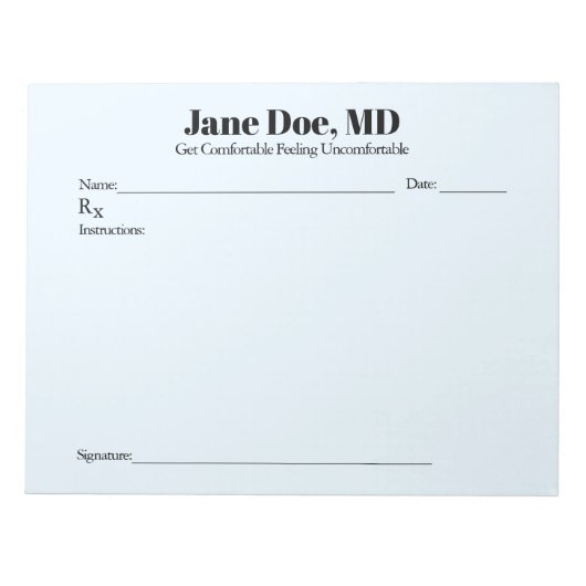 Joke recept pad - 8,5 "x 11" Notitieblok Blauw (Voorkant)