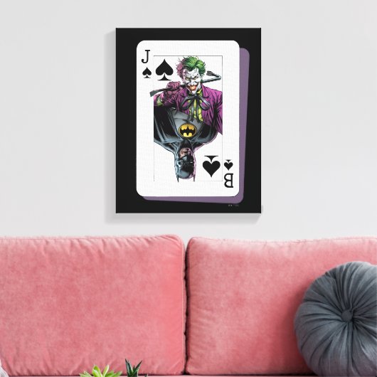 Joker and Batman Spade Playing Card Illustration Canvas Afdruk (Insitu (Woonkamer))