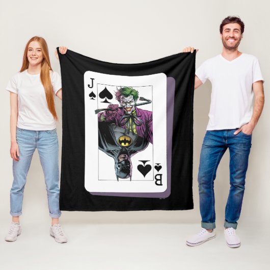 Joker and Batman Spade Playing Card Illustration Fleece Deken (In situ)