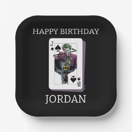 Joker and Batman Spade Playing Card Illustration Papieren Bordje (Voorkant)