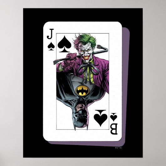 Joker and Batman Spade Playing Card Illustration Poster (Voorkant)